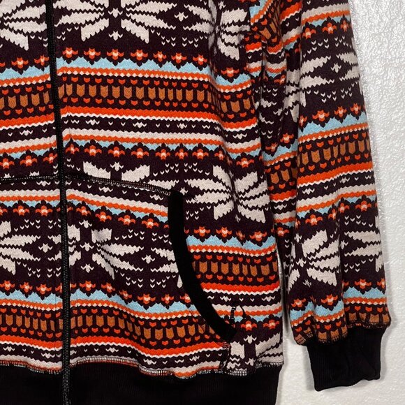 Soho Girls Hooded Full-Zip Fleece Jacket Small Colorful Snowflake Pattern Warm - Picture 5 of 13